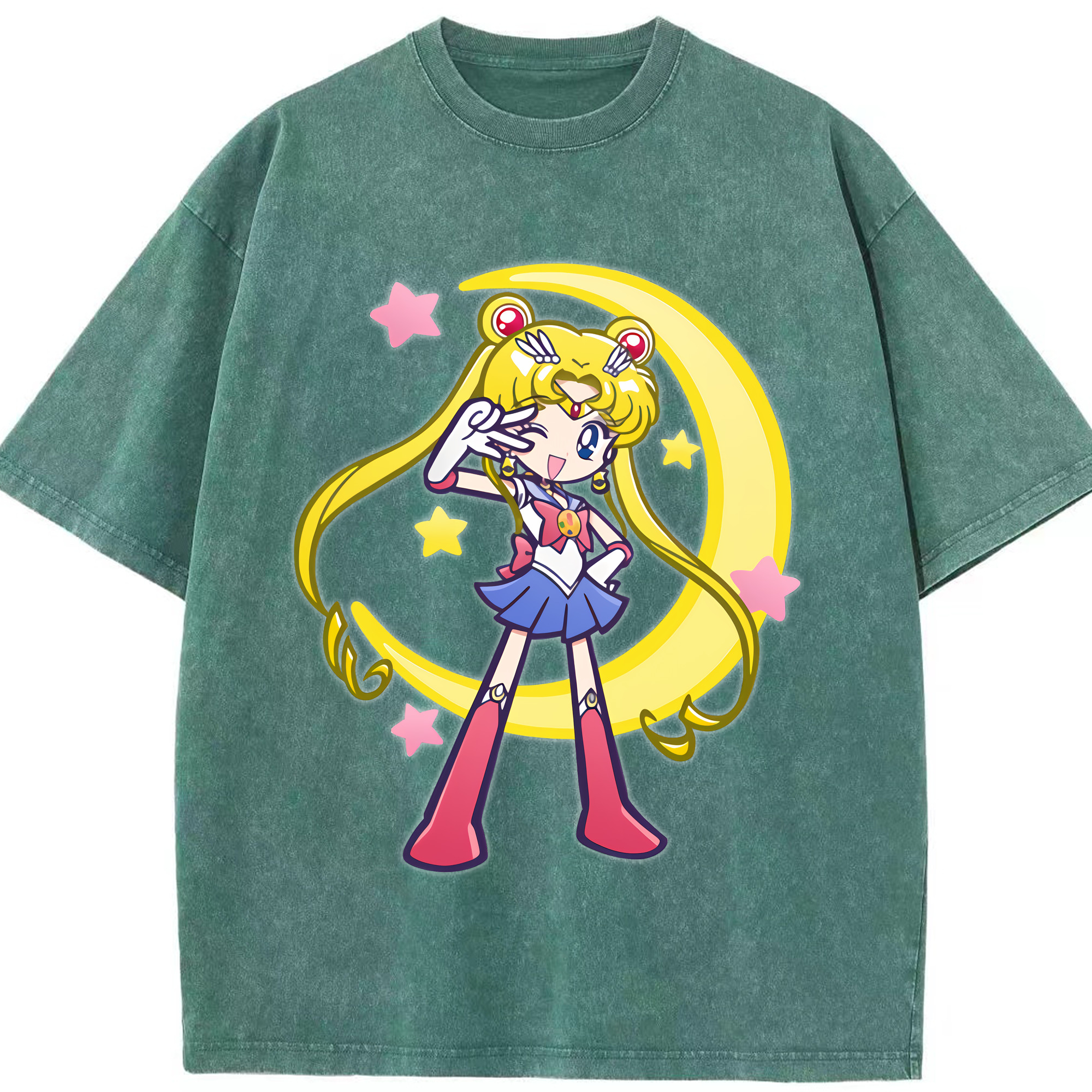 （画像用） 美少女戦士セーラームーン 月野 うさぎ つきの うさぎ Sailor Moon Tsukino Usagi 綿100% ヴィンテージ風 半袖Tシャツ（フロントプリント）